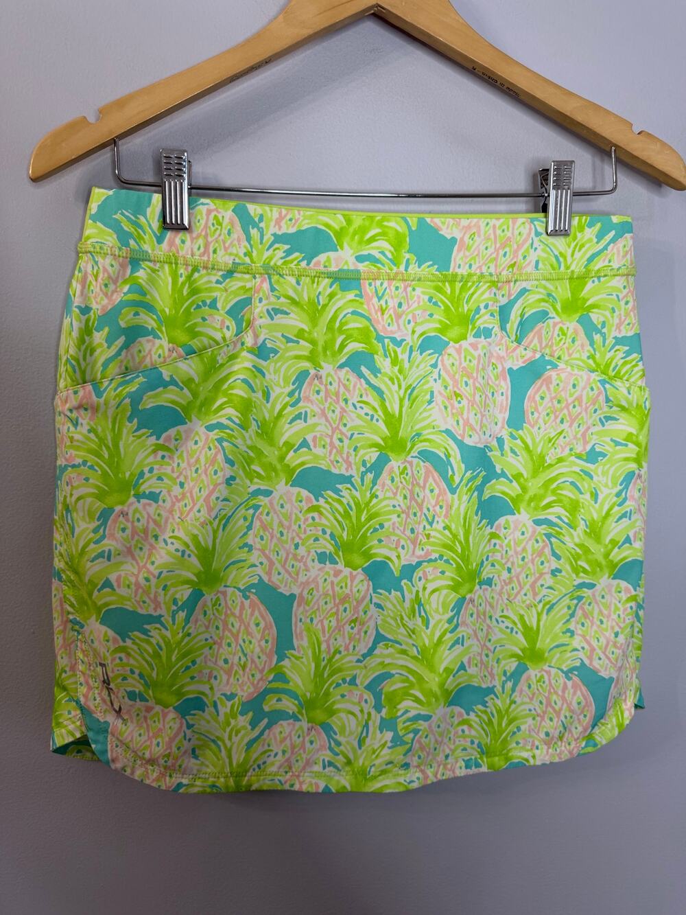 RLX Ralph Lauren Women Performance Golf Tennis Skort Skirt Green Pineapple Sz S